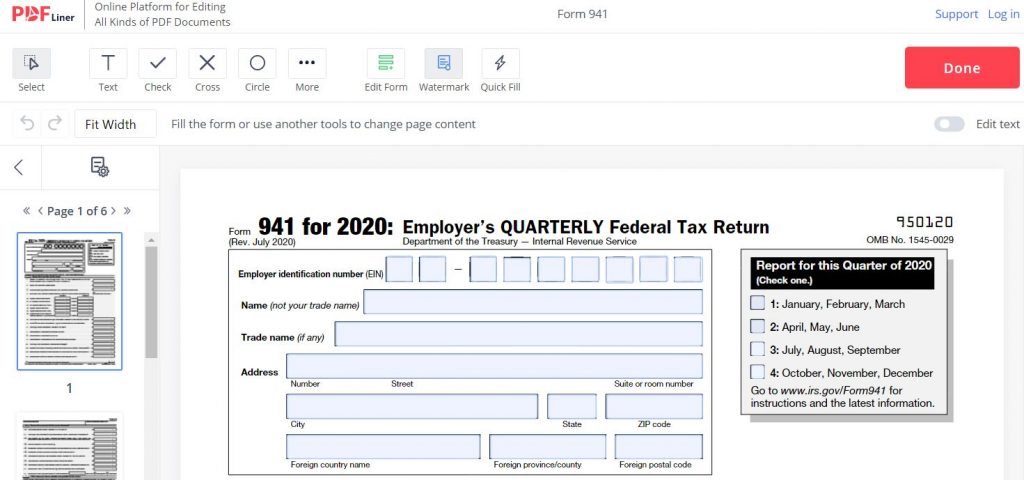 Fillable 941 Form