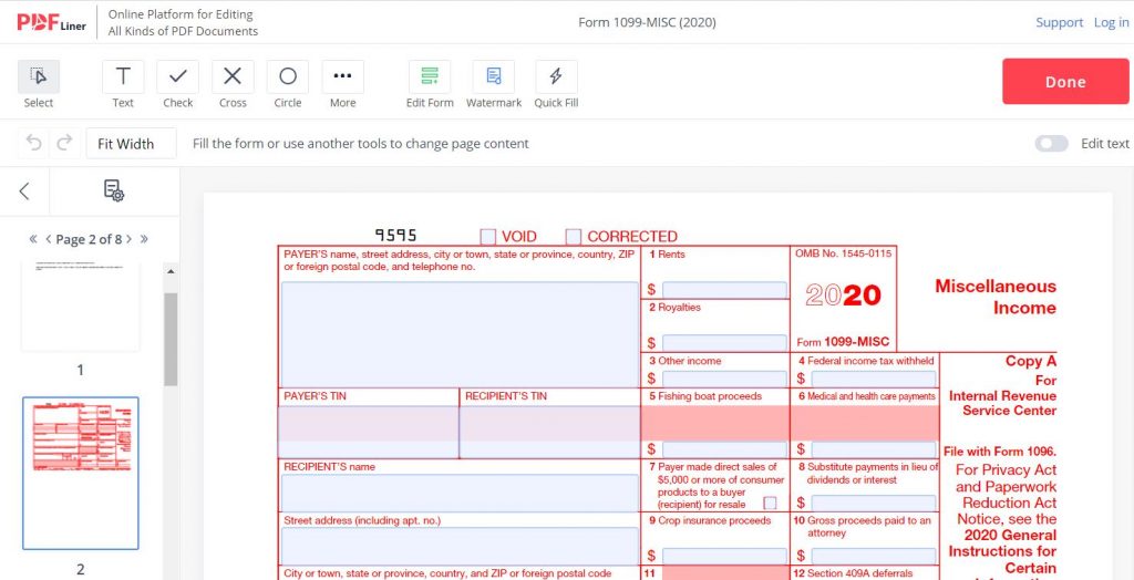 Fillable 1099 Form