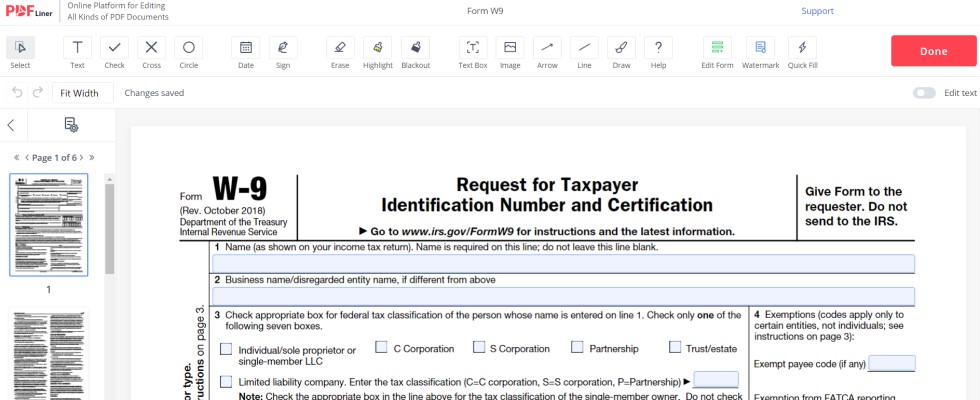 Fillable W-9 Form